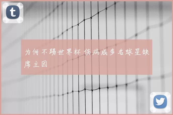 为何不踢世界杯 伤病成多名球星缺席主因