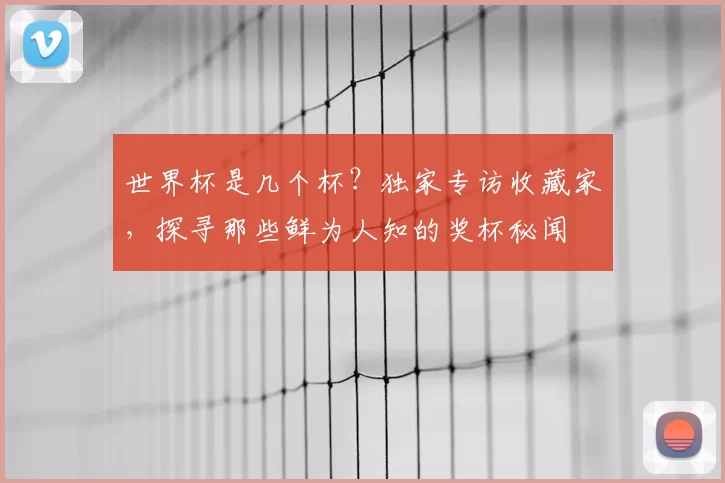 世界杯是几个杯?独家专访收藏家,探寻那些鲜为人知的奖杯秘闻